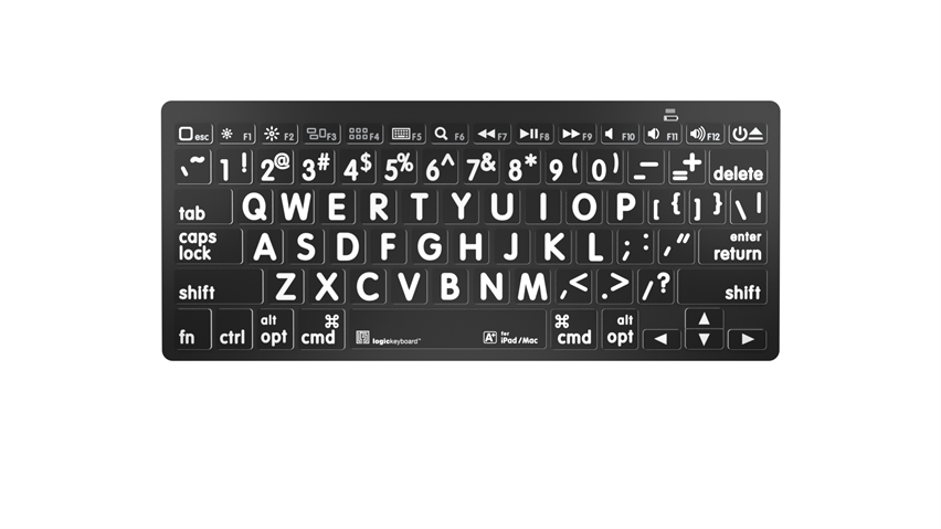 Large Print - White on Black<br>Mini Bluetooth Keyboard - Mac<br>AR Arabic/English